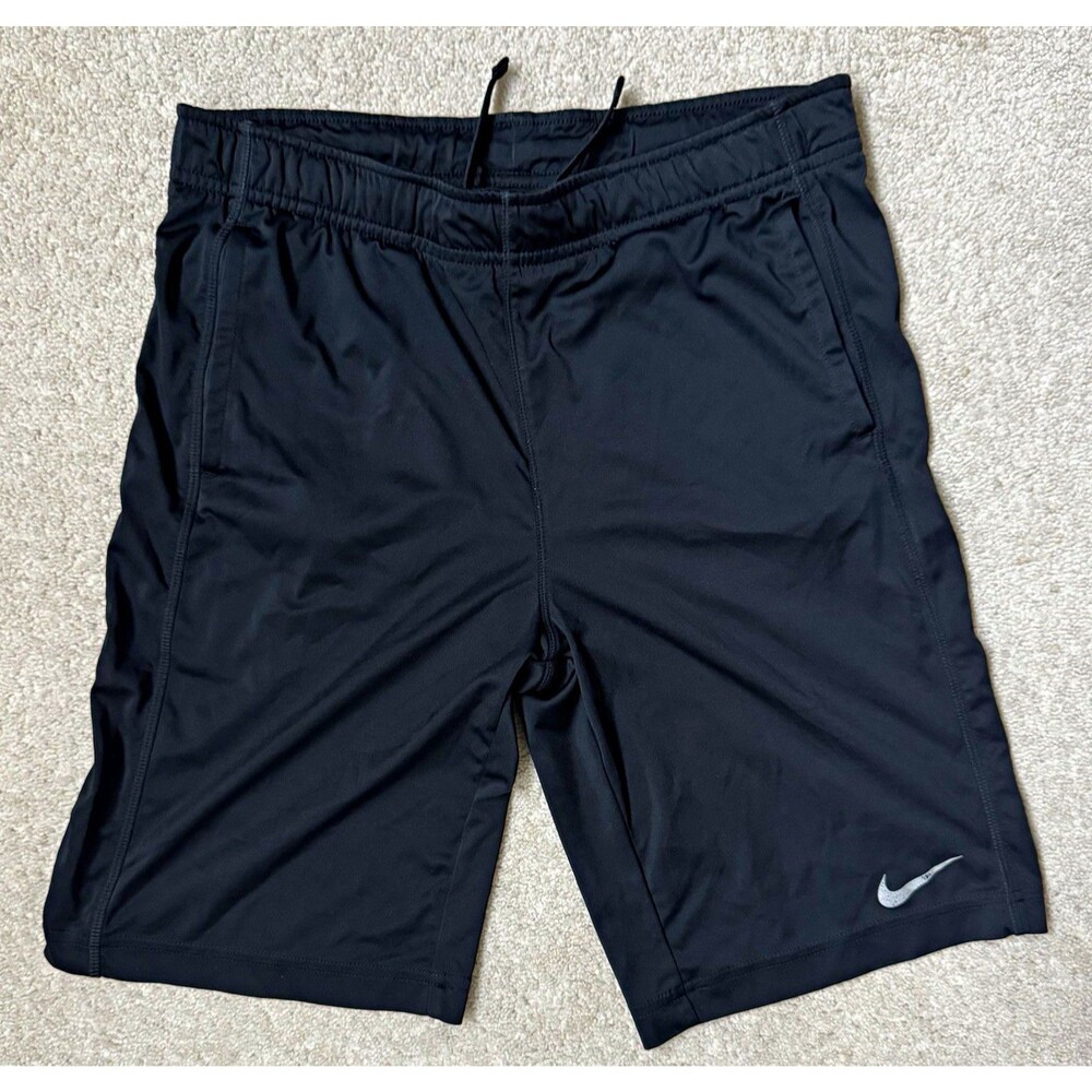 Nike Dri-FIT YMD Black Gym Shorts Drawstring Pockets 10" Inseam